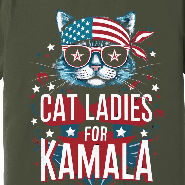 Awesome Patriotic Cat With Bandana Cat Ladies For Kamala 10 Premium T-Shirt