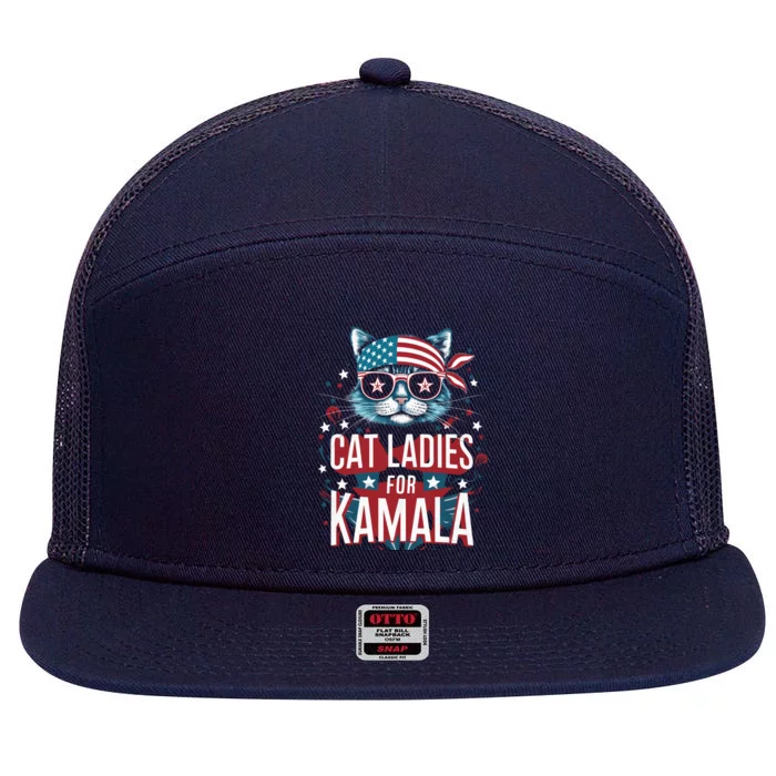 Awesome Patriotic Cat With Bandana Cat Ladies For Kamala 10 7 Panel Mesh Trucker Snapback Hat