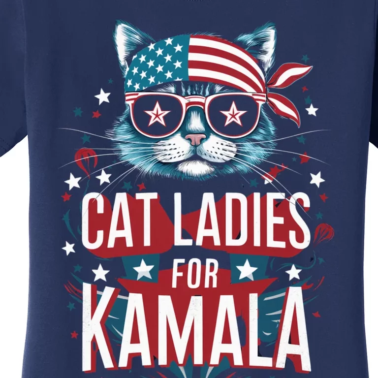 Awesome Patriotic Cat With Bandana Cat Ladies For Kamala 10 Women's T-Shirt