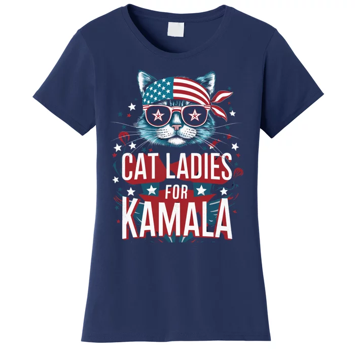 Awesome Patriotic Cat With Bandana Cat Ladies For Kamala 10 Women's T-Shirt