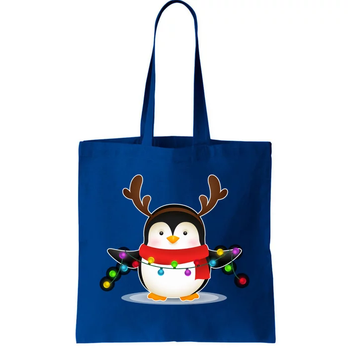 Adorable Penguin Christmas Light Funny Christmas Penguin Gift Tote Bag