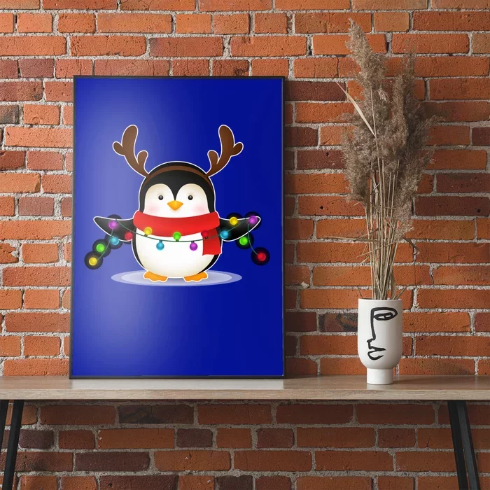 Adorable Penguin Christmas Light Funny Christmas Penguin Gift Poster