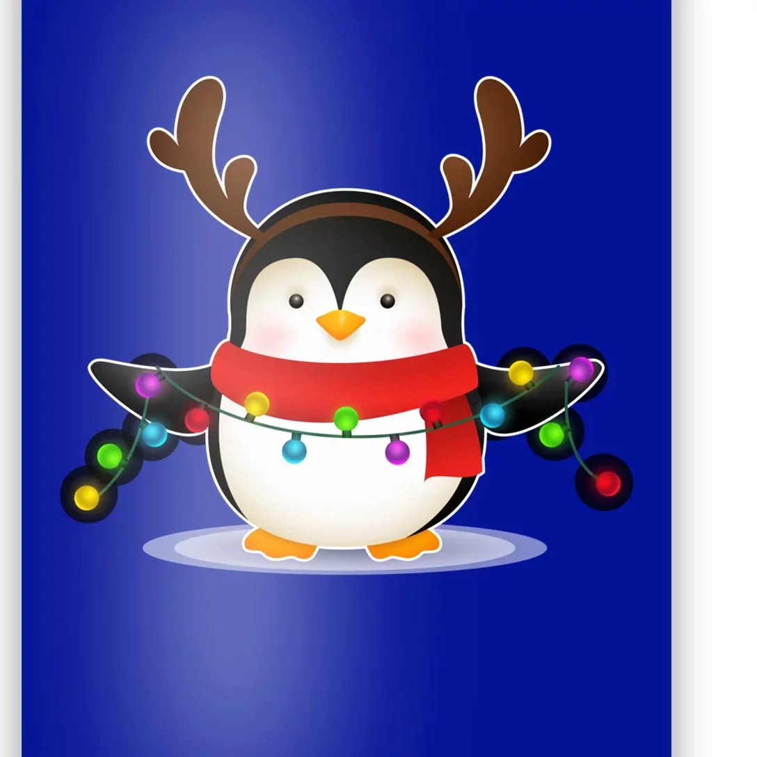 Adorable Penguin Christmas Light Funny Christmas Penguin Gift Poster