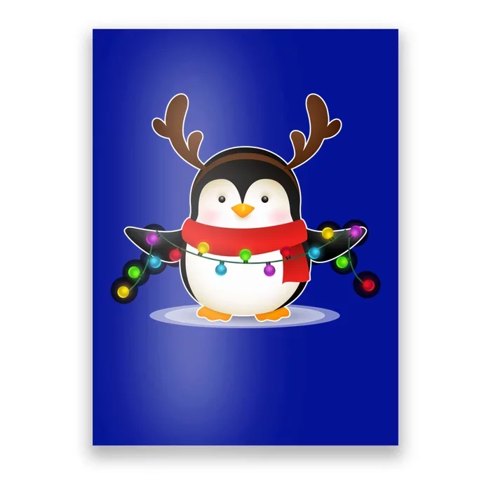 Adorable Penguin Christmas Light Funny Christmas Penguin Gift Poster