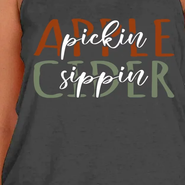 Apple Pickin Cider Sippin Apple Picking Crew Harvest Season Women's Knotted Racerback Tank