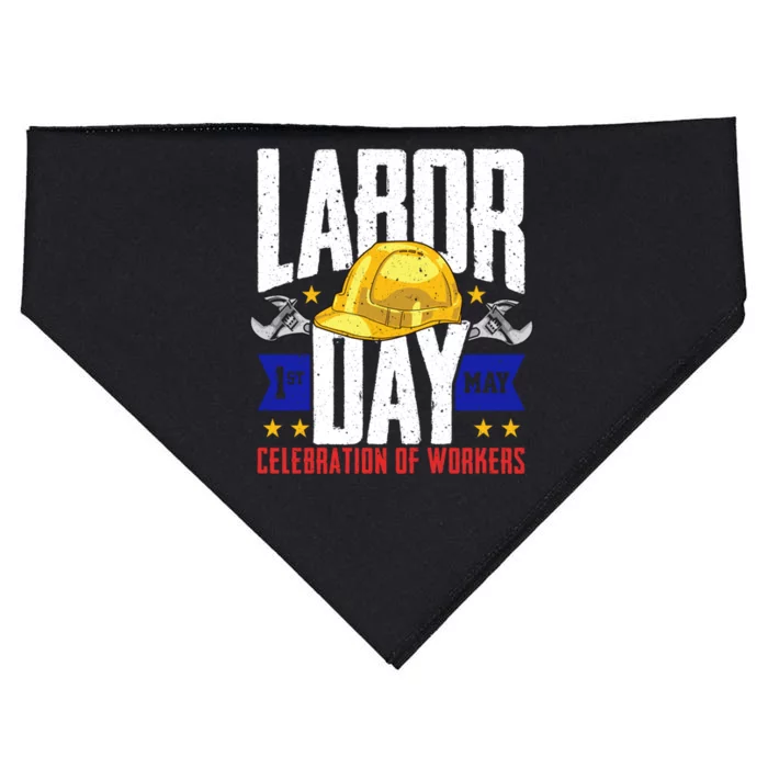 American Patriot Celebration Of Workers Labor Day Great Gift USA-Made Doggie Bandana