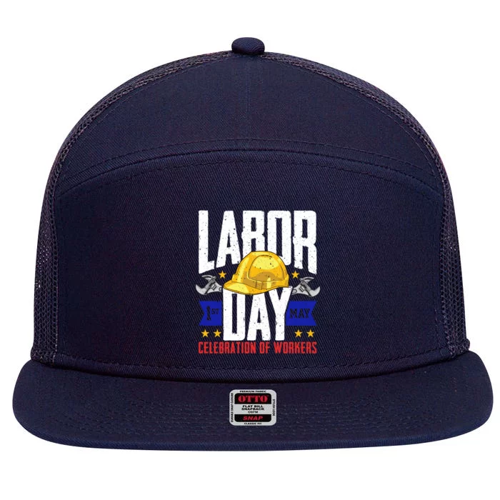 American Patriot Celebration Of Workers Labor Day Great Gift 7 Panel Mesh Trucker Snapback Hat