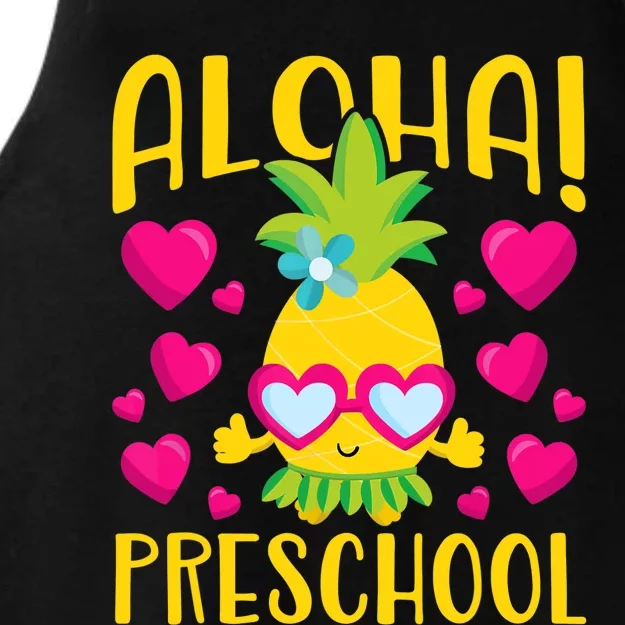 Aloha Preschool Cute Pineapple Student Teacher Ladies Tri-Blend Wicking Tank