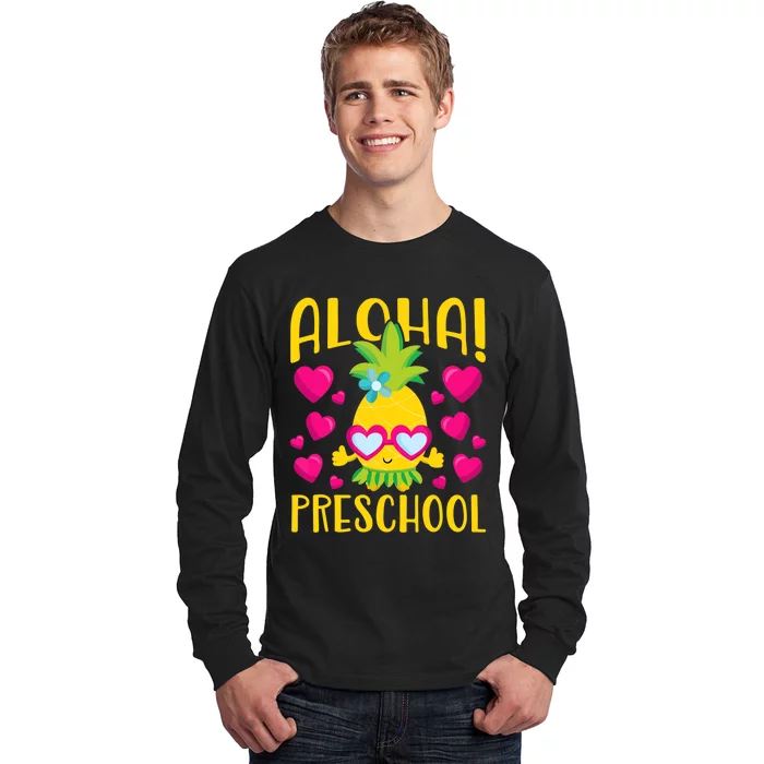 Aloha Preschool Cute Pineapple Student Teacher Long Sleeve Shirt