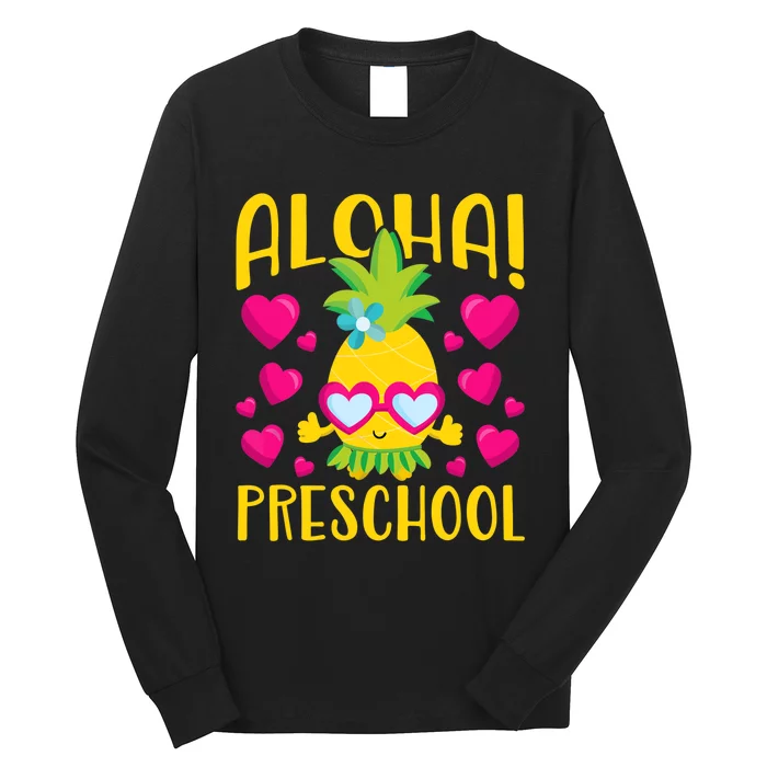 Aloha Preschool Cute Pineapple Student Teacher Long Sleeve Shirt