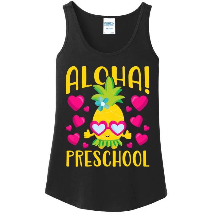 Aloha Preschool Cute Pineapple Student Teacher Ladies Essential Tank