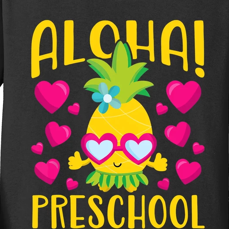 Aloha Preschool Cute Pineapple Student Teacher Kids Long Sleeve Shirt