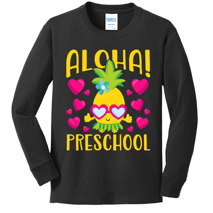 Aloha Preschool Cute Pineapple Student Teacher Kids Long Sleeve Shirt