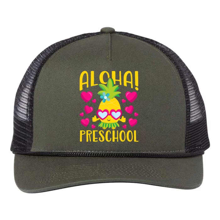 Aloha Preschool Cute Pineapple Student Teacher Retro Rope Trucker Hat Cap