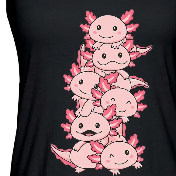 Axolotl Pile Cute Animals Kawaii Anime Ladies Essential Flowy Tank