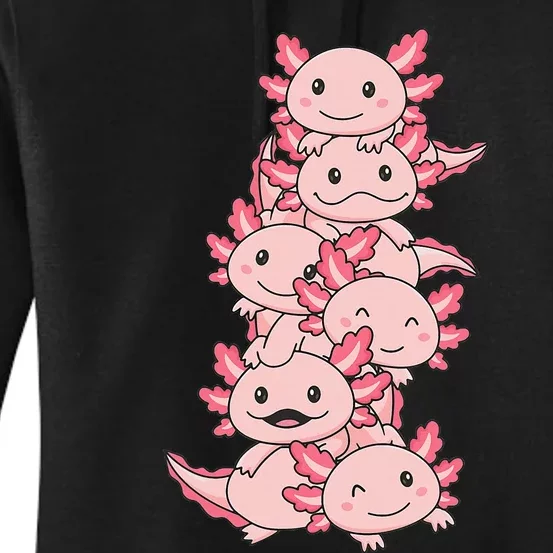 Axolotl Pile Cute Animals Kawaii Anime Women's Pullover Hoodie