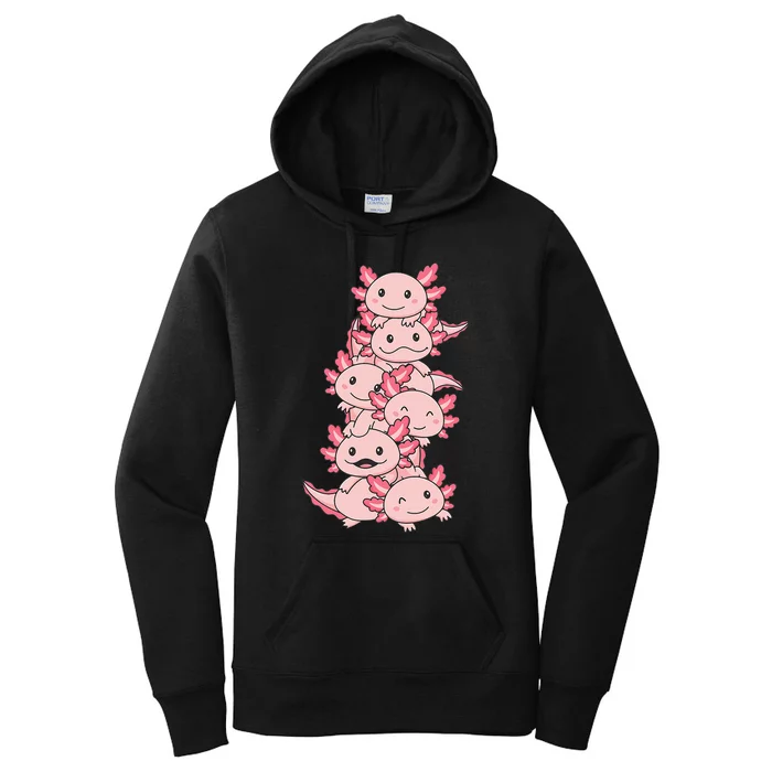 Axolotl Pile Cute Animals Kawaii Anime Women's Pullover Hoodie