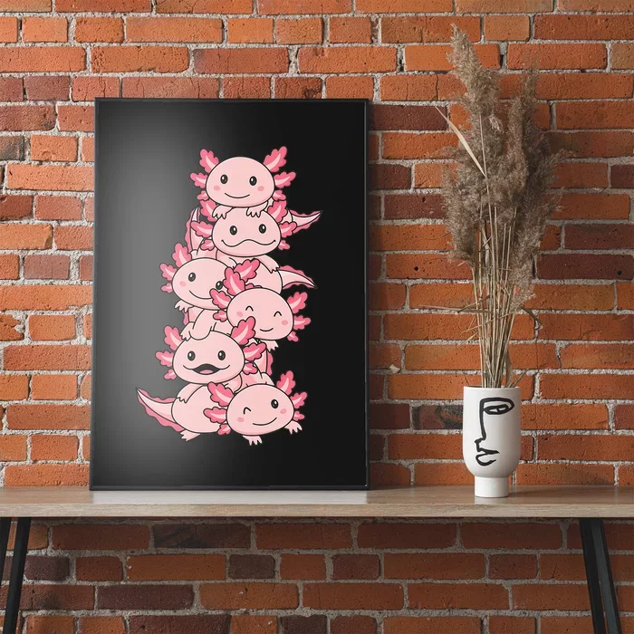 Axolotl Pile Cute Animals Kawaii Anime Poster