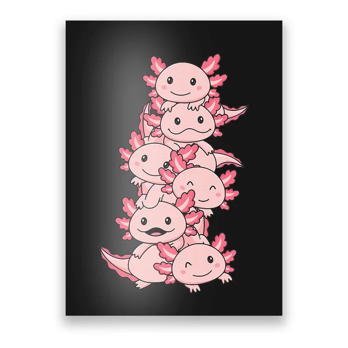 Axolotl Pile Cute Animals Kawaii Anime Poster