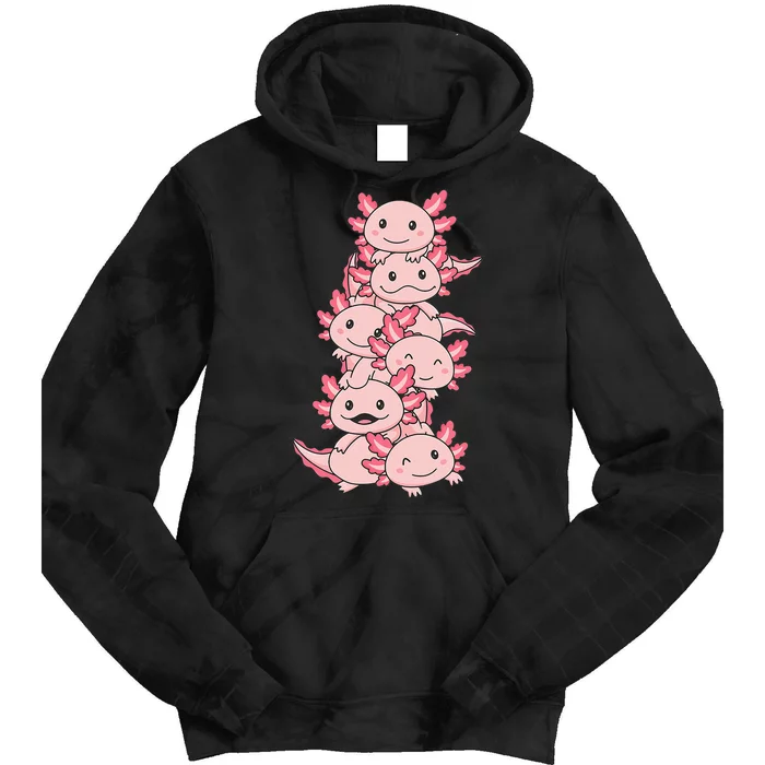 Axolotl Pile Cute Animals Kawaii Anime Tie Dye Hoodie