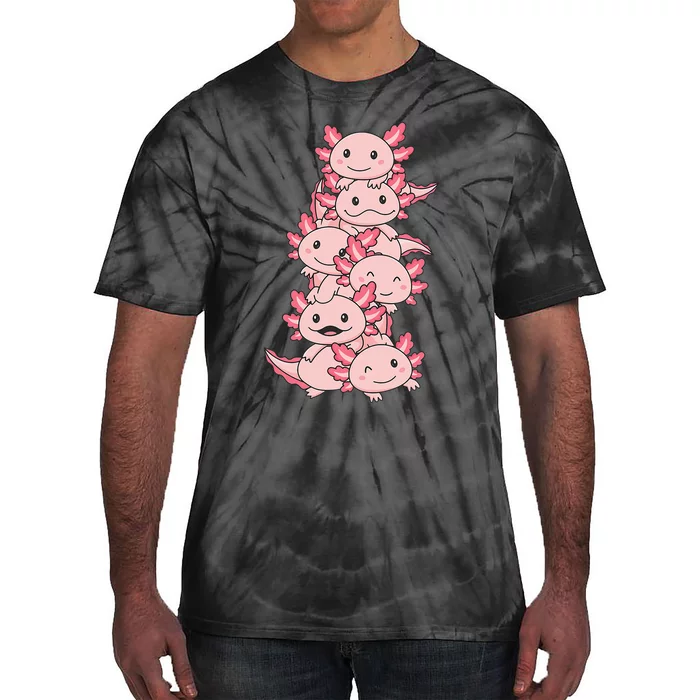 Axolotl Pile Cute Animals Kawaii Anime Tie-Dye T-Shirt