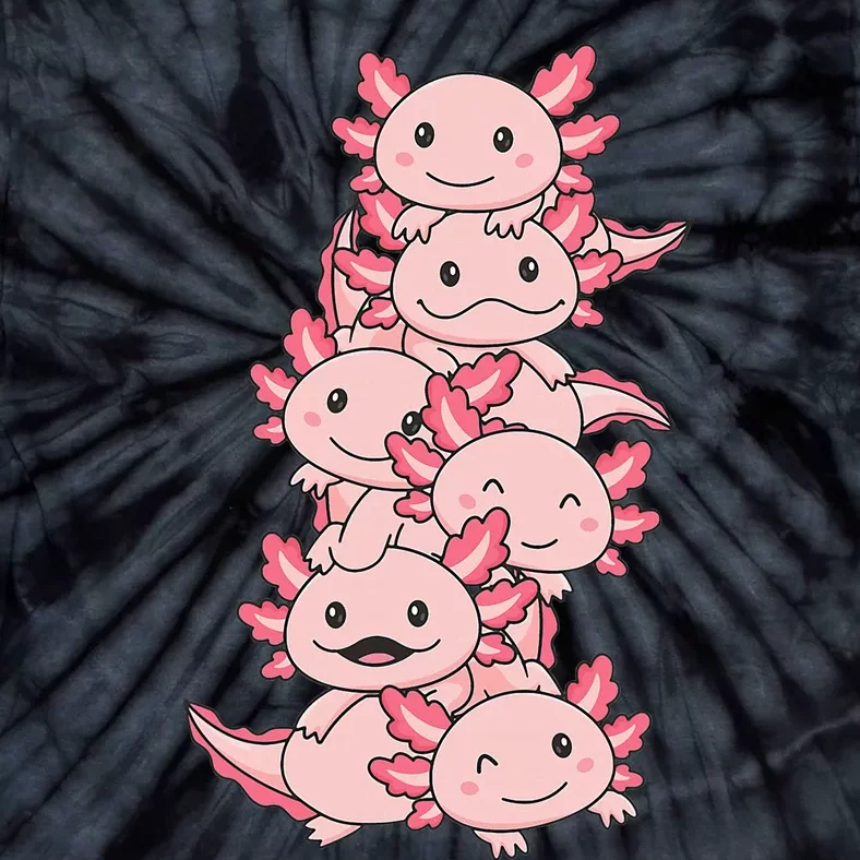 Axolotl Pile Cute Animals Kawaii Anime Tie-Dye T-Shirt