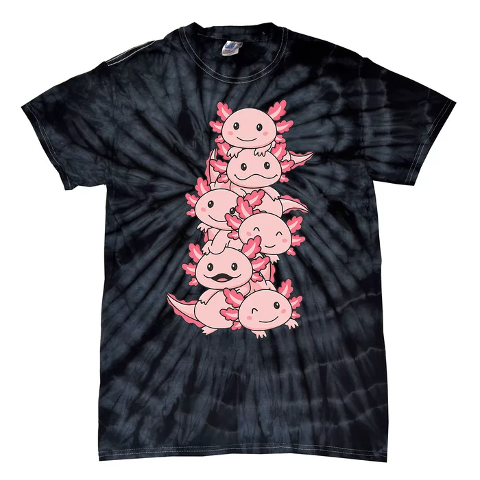 Axolotl Pile Cute Animals Kawaii Anime Tie-Dye T-Shirt