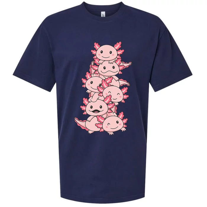 Axolotl Pile Cute Animals Kawaii Anime Sueded Cloud Jersey T-Shirt