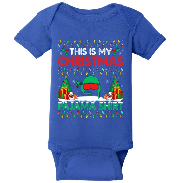 Airplane Pilot Christmas Pajama Gift Airline Pilot Xmas Funny Gift Baby Bodysuit