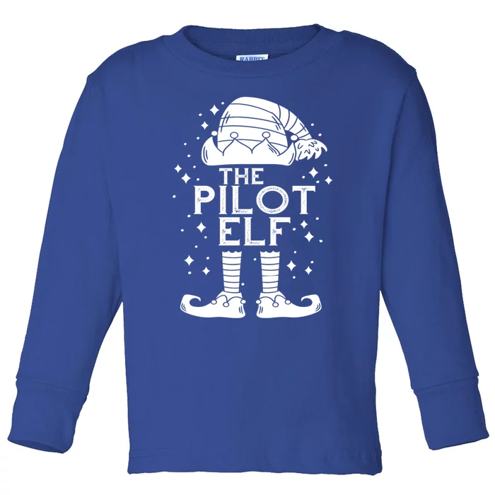 Aircraft Pilot Christmas Airplane Aviator The Pilot Elf Gift Toddler Long Sleeve Shirt