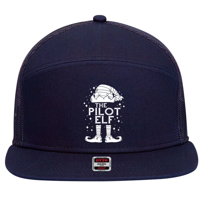 Aircraft Pilot Christmas Airplane Aviator The Pilot Elf Gift 7 Panel Mesh Trucker Snapback Hat