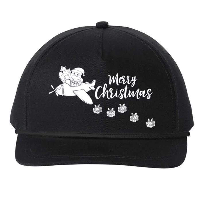 Aircraft Pilot Christmas Xmas Airplane Merry Christmas Gift Snapback Five-Panel Rope Hat