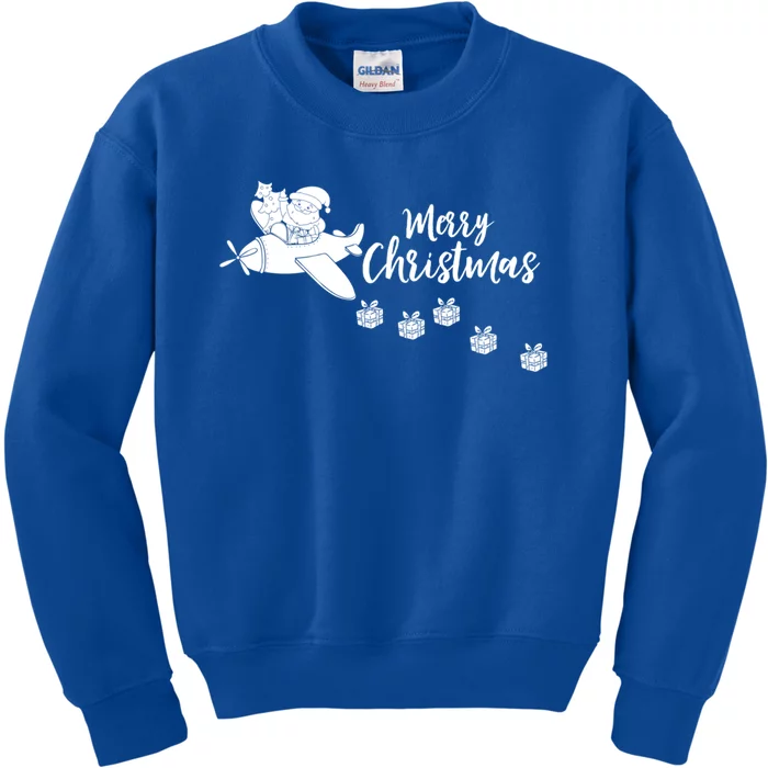 Aircraft Pilot Christmas Xmas Airplane Merry Christmas Gift Kids Sweatshirt