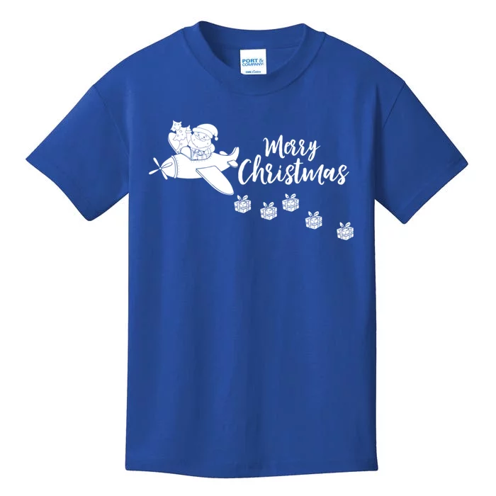 Aircraft Pilot Christmas Xmas Airplane Merry Christmas Gift Kids T-Shirt