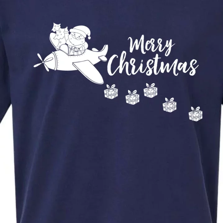 Aircraft Pilot Christmas Xmas Airplane Merry Christmas Gift Sueded Cloud Jersey T-Shirt