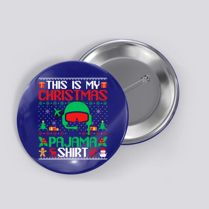 Airline Pilot Christmas Pajama Gift Airplane Pilot Xmas Gift Button