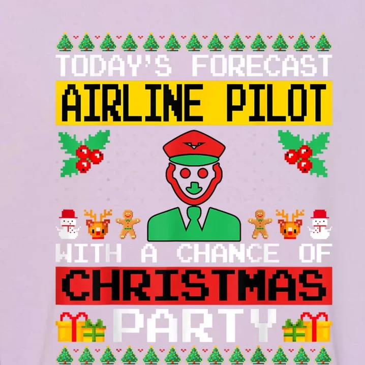 Airline Pilot Christmas Party Airplane Pilot Xmas Ugly Style Funny Gift Garment-Dyed Sweatshirt