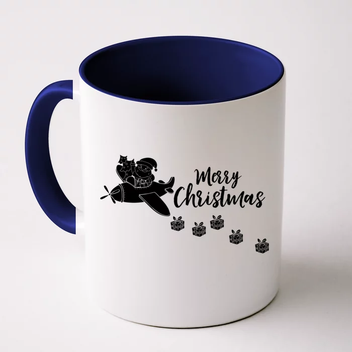 Aircraft Pilot Christmas Xmas Airplane Merry Christmas Gift Front & Back Coffee Mug