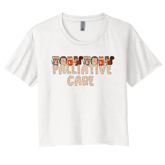 Autumn Palliative Care Team Animal Fall Hospice Nurse Women's Crop Top Tee