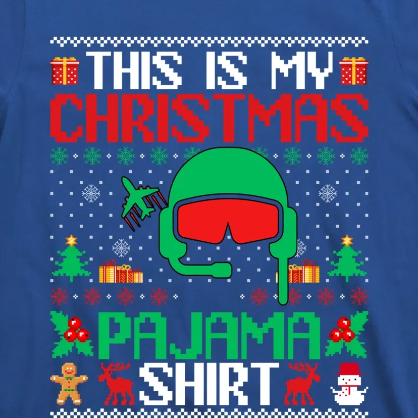 Airline Pilot Christmas Pajama Cool Gift Airplane Pilot Xmas Gift T-Shirt