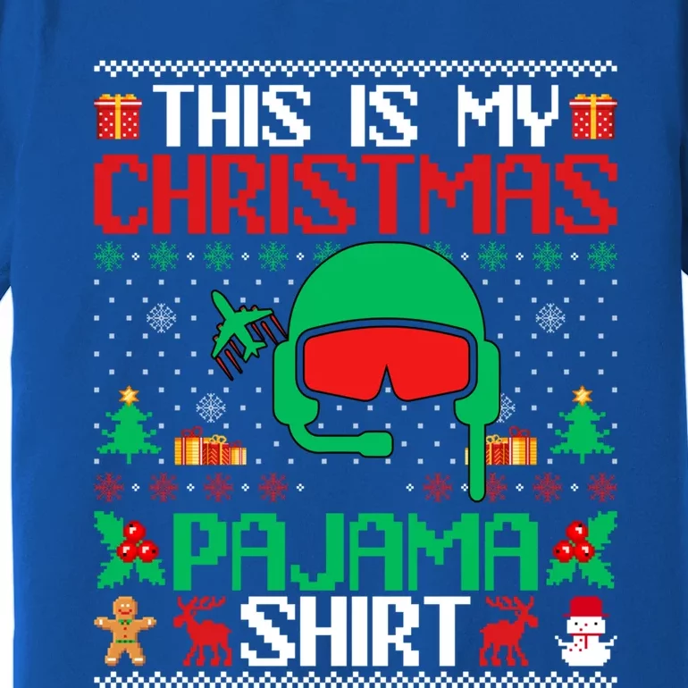 Airline Pilot Christmas Pajama Cool Gift Airplane Pilot Xmas Gift Premium T-Shirt