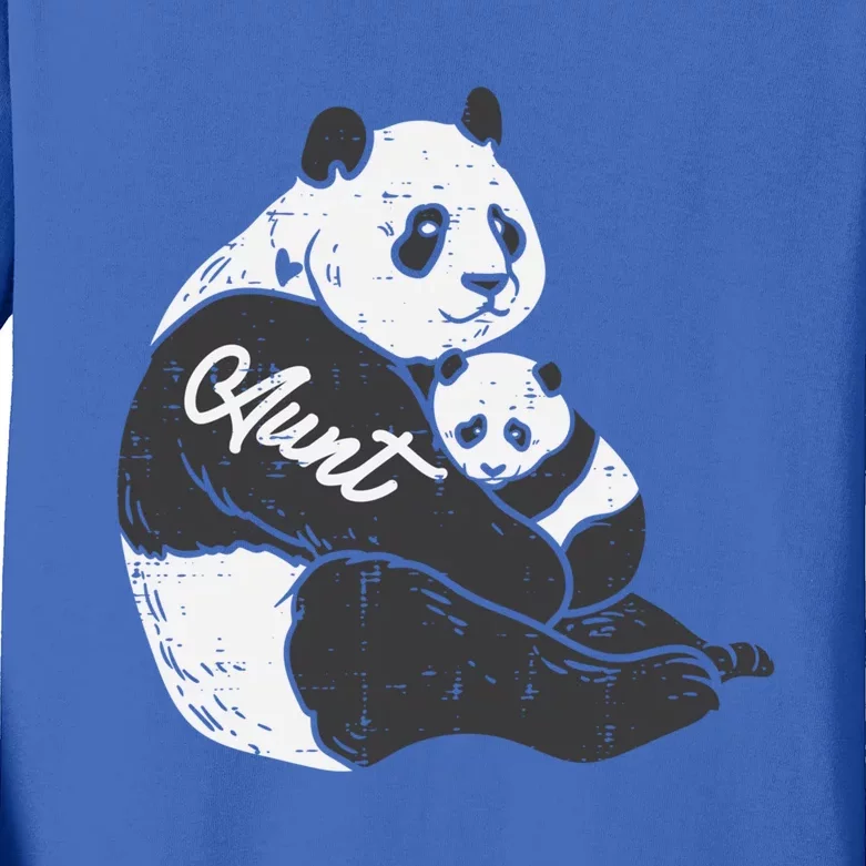 Aunt Panda Cub Hug Cute Bear Mothers Day Aunty Auntie Gift Kids Long Sleeve Shirt