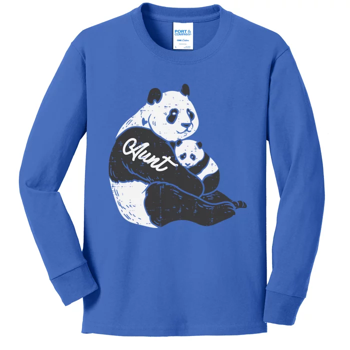 Aunt Panda Cub Hug Cute Bear Mothers Day Aunty Auntie Gift Kids Long Sleeve Shirt