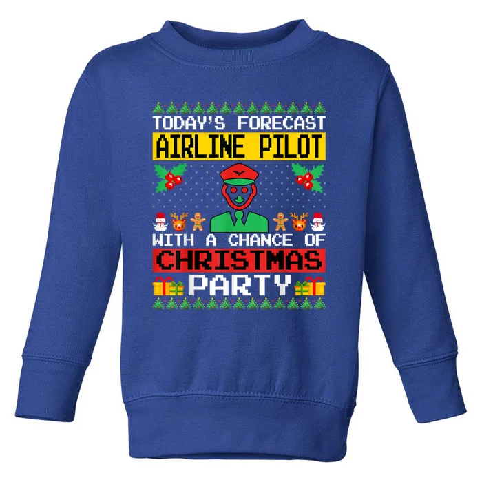 Airline Pilot Christmas Party Airplane Pilot Xmas Ugly Style Cute Gift Toddler Sweatshirt