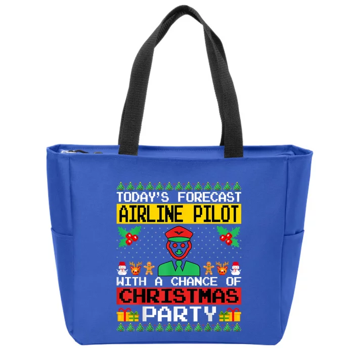 Airline Pilot Christmas Party Airplane Pilot Xmas Ugly Style Cute Gift Zip Tote Bag