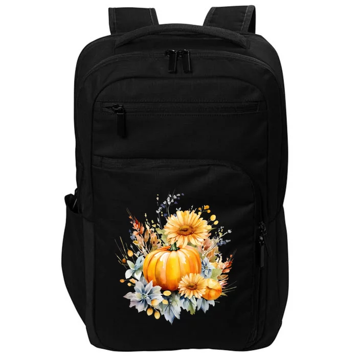 Autumn Pumpkin Cute Floral Halloween Impact Tech Backpack