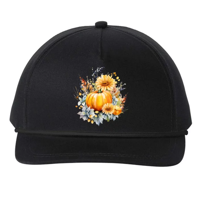 Autumn Pumpkin Cute Floral Halloween Snapback Five-Panel Rope Hat