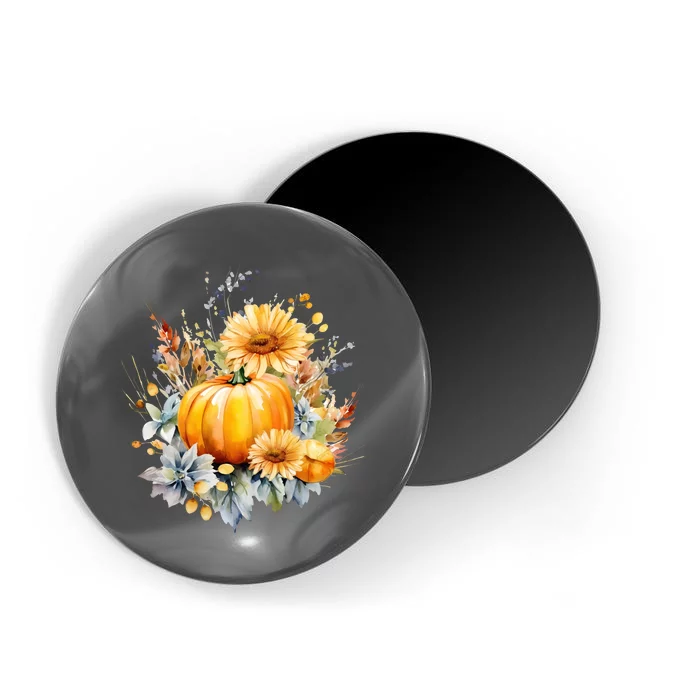 Autumn Pumpkin Cute Floral Halloween Magnet