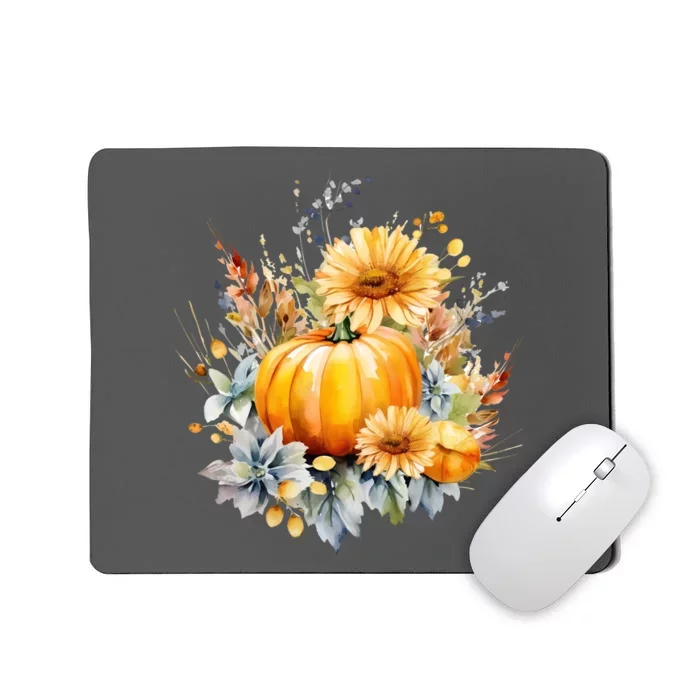 Autumn Pumpkin Cute Floral Halloween Mousepad