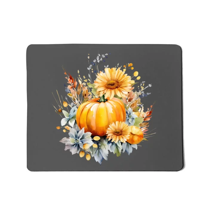 Autumn Pumpkin Cute Floral Halloween Mousepad